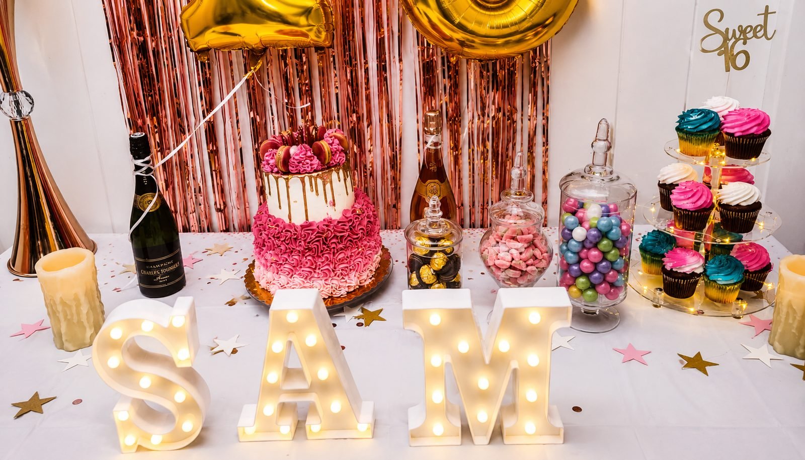 Sweet 16 Decor with Glam Treats